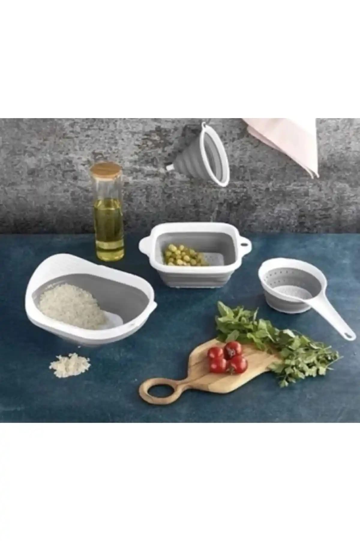 Vip Ahmet Katlanabilir Mutfak Süzgeç Seti Pratik ve Yer Tasarruflu Tasarım