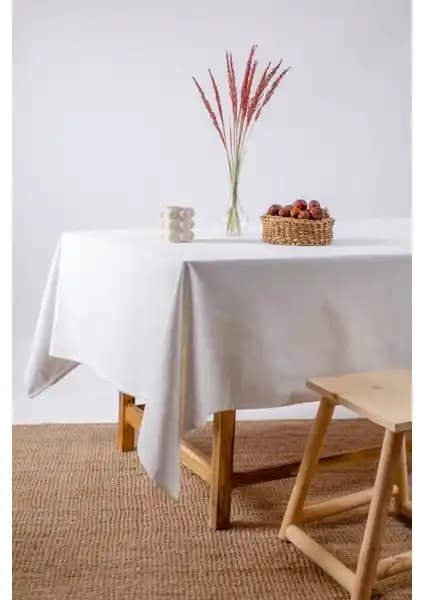 Wellstil Premium Keten Beyaz Masa Örtüsü: Şıklık ve Dayanıklılık Sunan Modern Tasarım