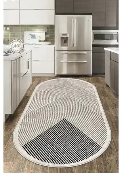 West Home Dijital Baskı Makinede Yıkanabilir Kaymaz Tabanlı Oval Mutfak ve Salon Halısı