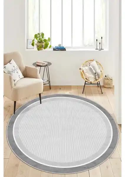 West Home Makinede Yıkanabilir Kaydırmaz Tabanlı Yuvarlak Gri Halı Özellikleri ve Kullanım Avantajları