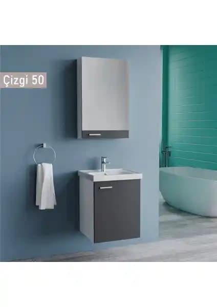Wons Era Çizgi 50 cm Antrasit Banyo Dolabı Modern ve Fonksiyonel Tasarım