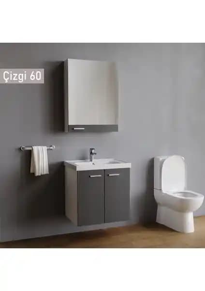 Wons Era Çizgi 60 cm Antrasit Banyo Dolabı Modern ve Kullanışlı Tasarım Özellikleri