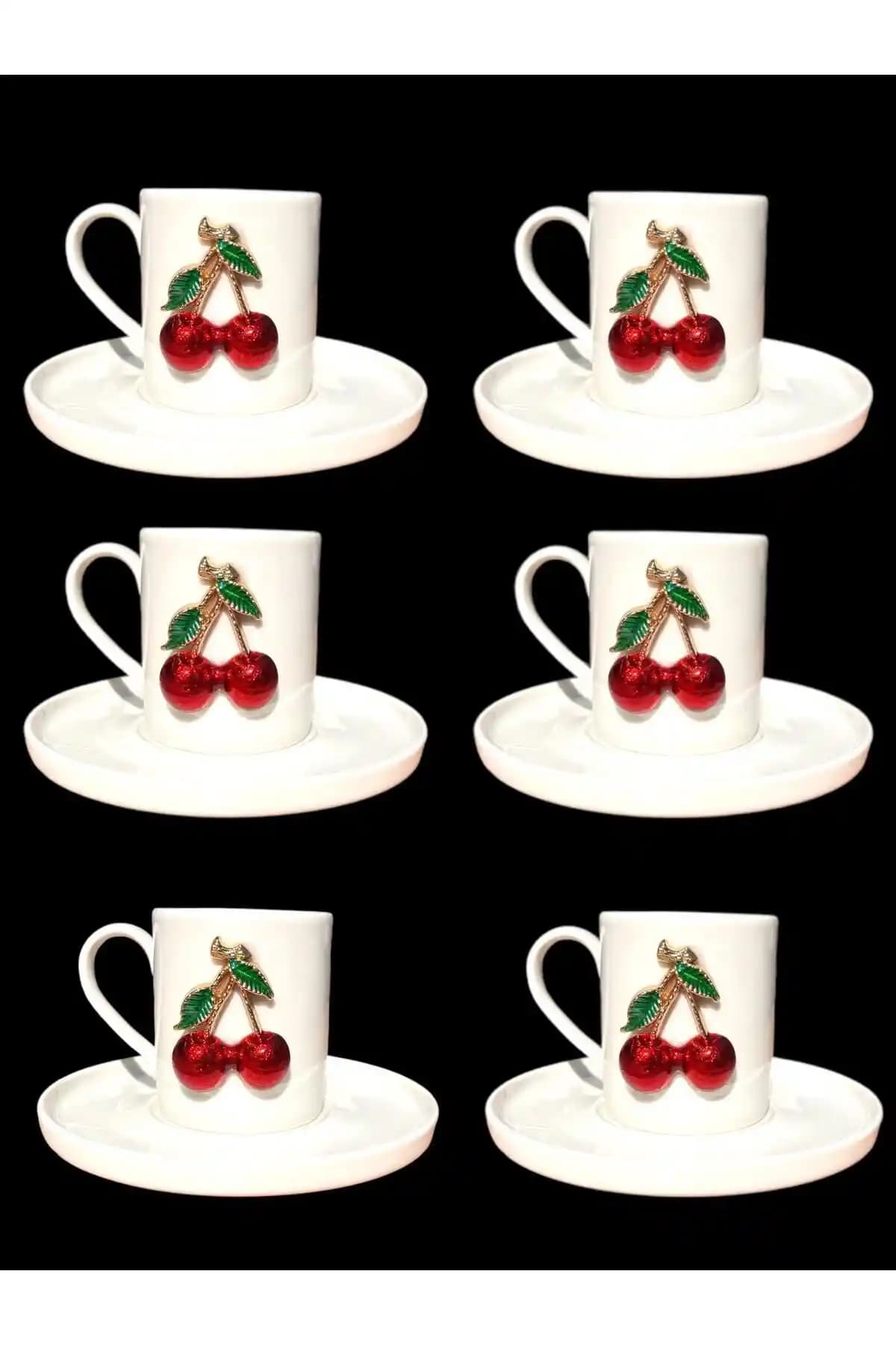 YzHome 6 Kişilik Beyaz Porselen Kahve Fincan Takımı Modern ve Şık Tasarım