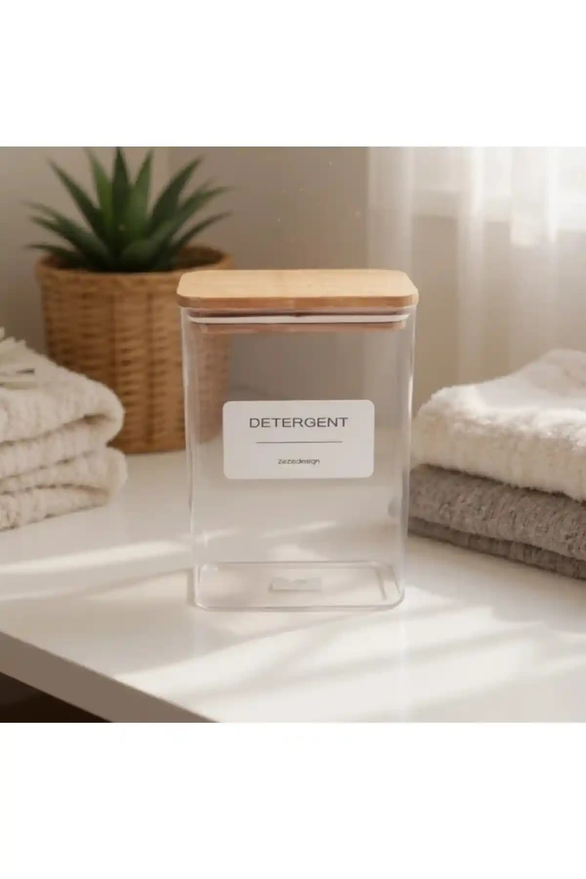 Zezedesing Ahşap Kapaklı Toz Deterjan Kavanozu: Estetik ve Fonksiyonellik Bir Arada