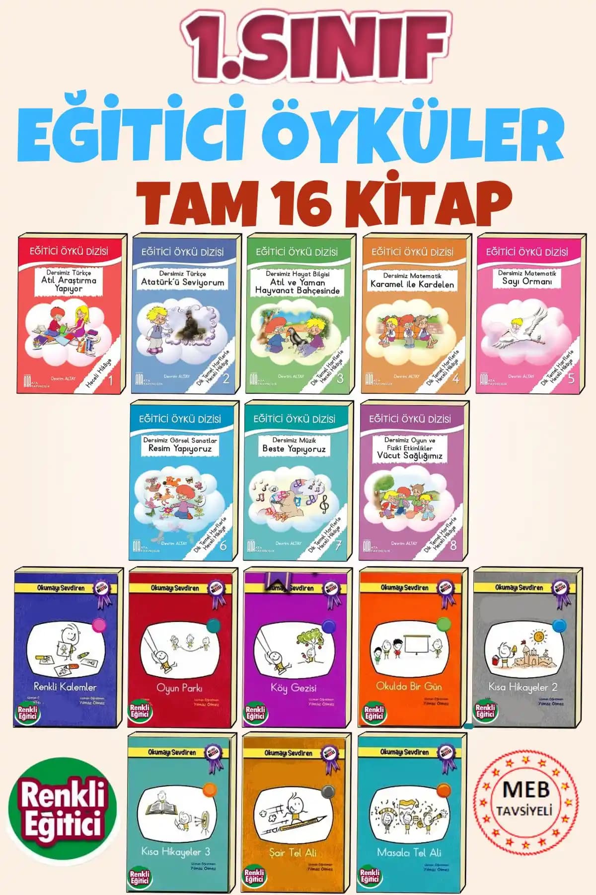 Ata Yayıncılık 1. Sınıf Renkli Eğitici Kitap Seti ile Okuma ve Matematik Öğrenimini Kolaylaştırın