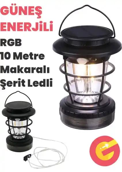 Güneş Enerjili Hareket Sensörlü RGB LED Şerit Kamp Lambası ve Feneri Özellikleri