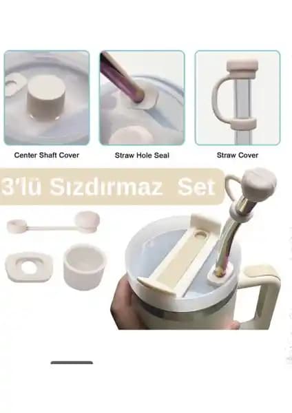 Stanley Quencher ve Yeni Nesil Pipetli Termoslar İçin 3 Parça Sızdırmazlık ve Koruma Silikon Seti