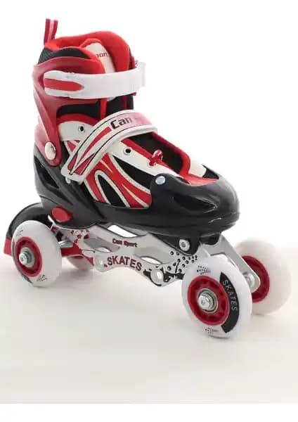 Toyaş Kırmızı Ayarlanabilir 2+2 Işıklı Metal Çocuk Pateni Güvenli ve Eğlenceli Kullanım