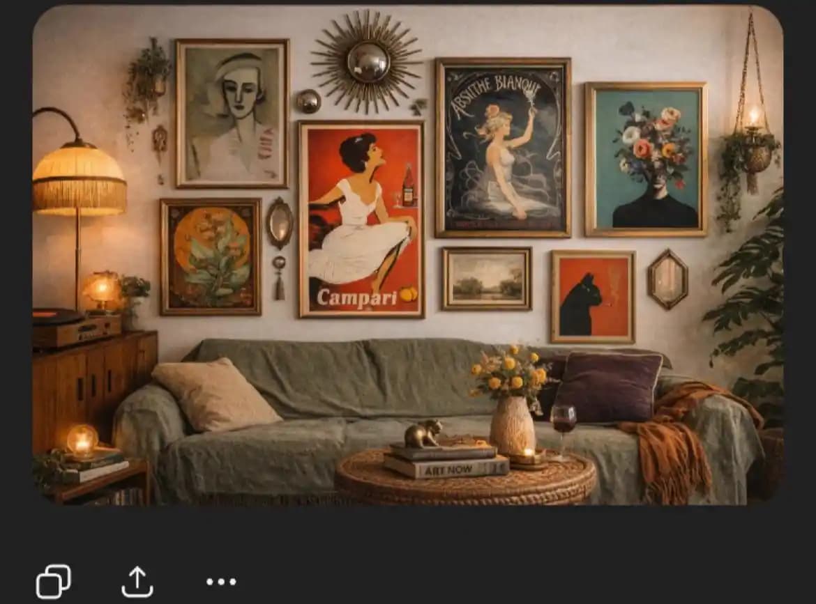 Galeri Duvarı Düzenlemesinde Estetik ve Kompozisyon İlkeleri: 1970'ler Bohem Tarzı İçin Rehber