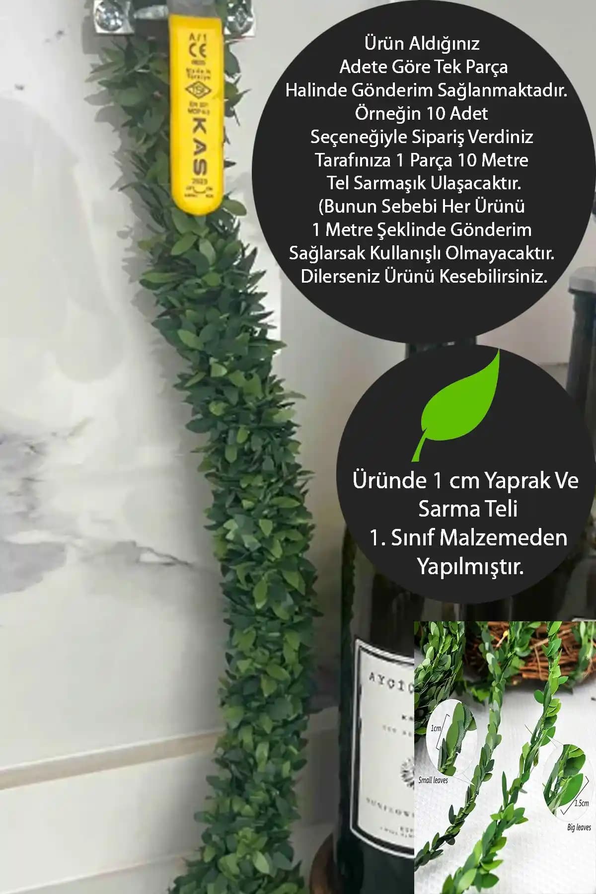 ALSHOP 1 Metre Yapay Yaprak Şeridi Dekoratif Süsler ve Çok Amaçlı Kullanım İmkanı