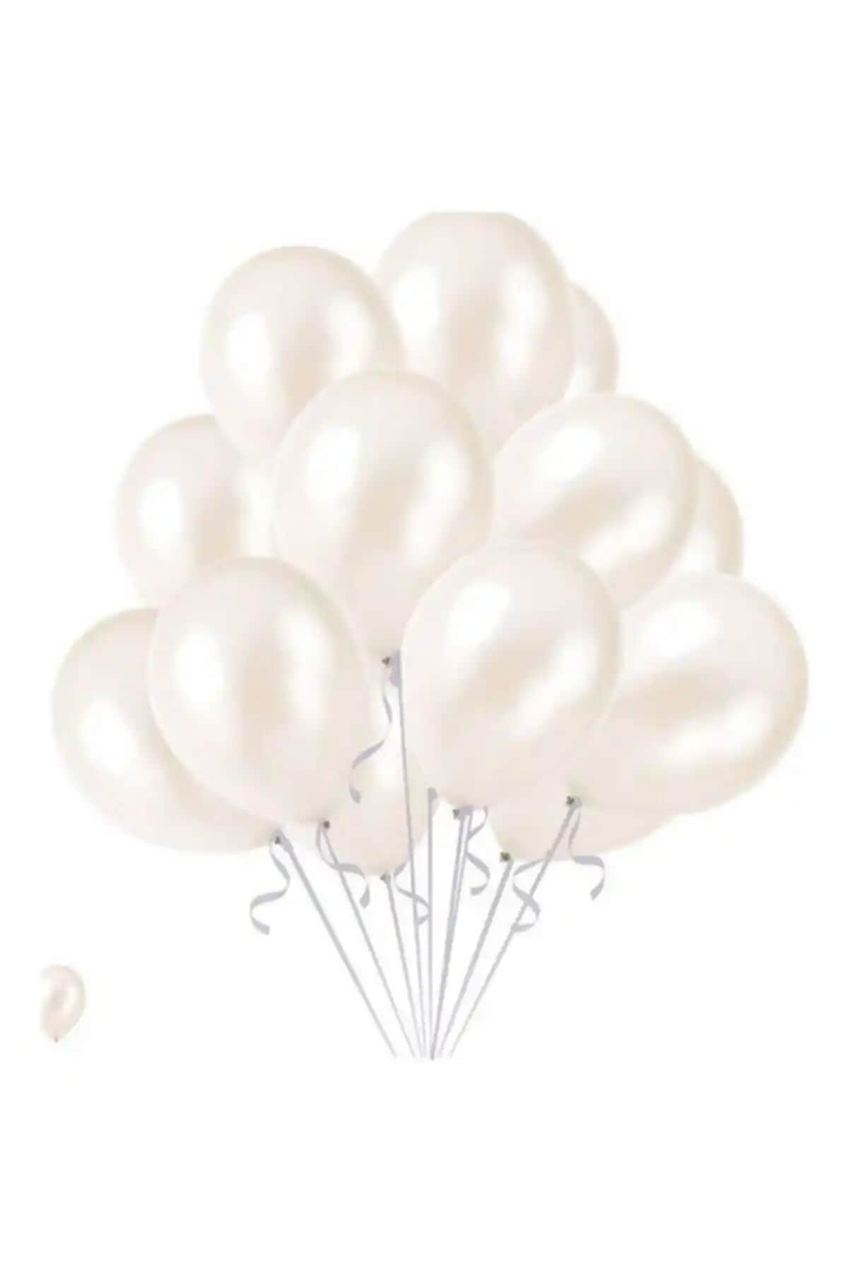 BalonEvi Beyaz Metalik Balon 10'lu Set Modern ve Şık Dekorasyon Çözümü