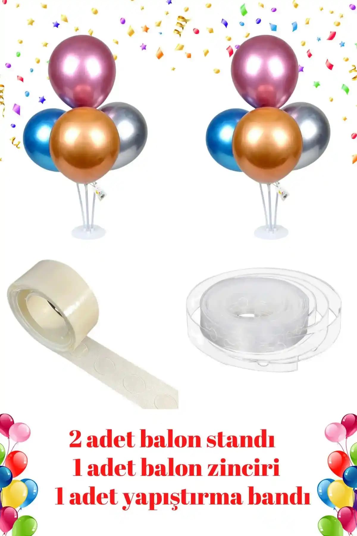 Dekozoni 10 Adet 4'lü Balon Standı ve Aksesuar Seti ile Etkileyici Parti Dekorasyonları