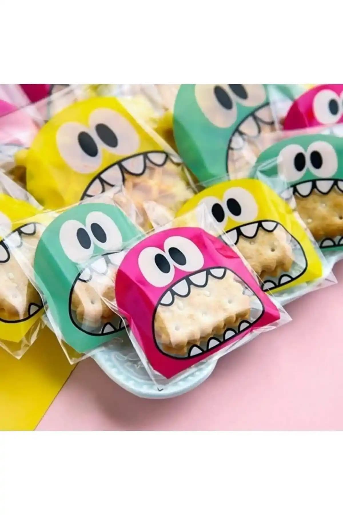 Elizberen 100 Adet Karışık Canavar Desenli Cake Pops ve Kurabiye Poşeti