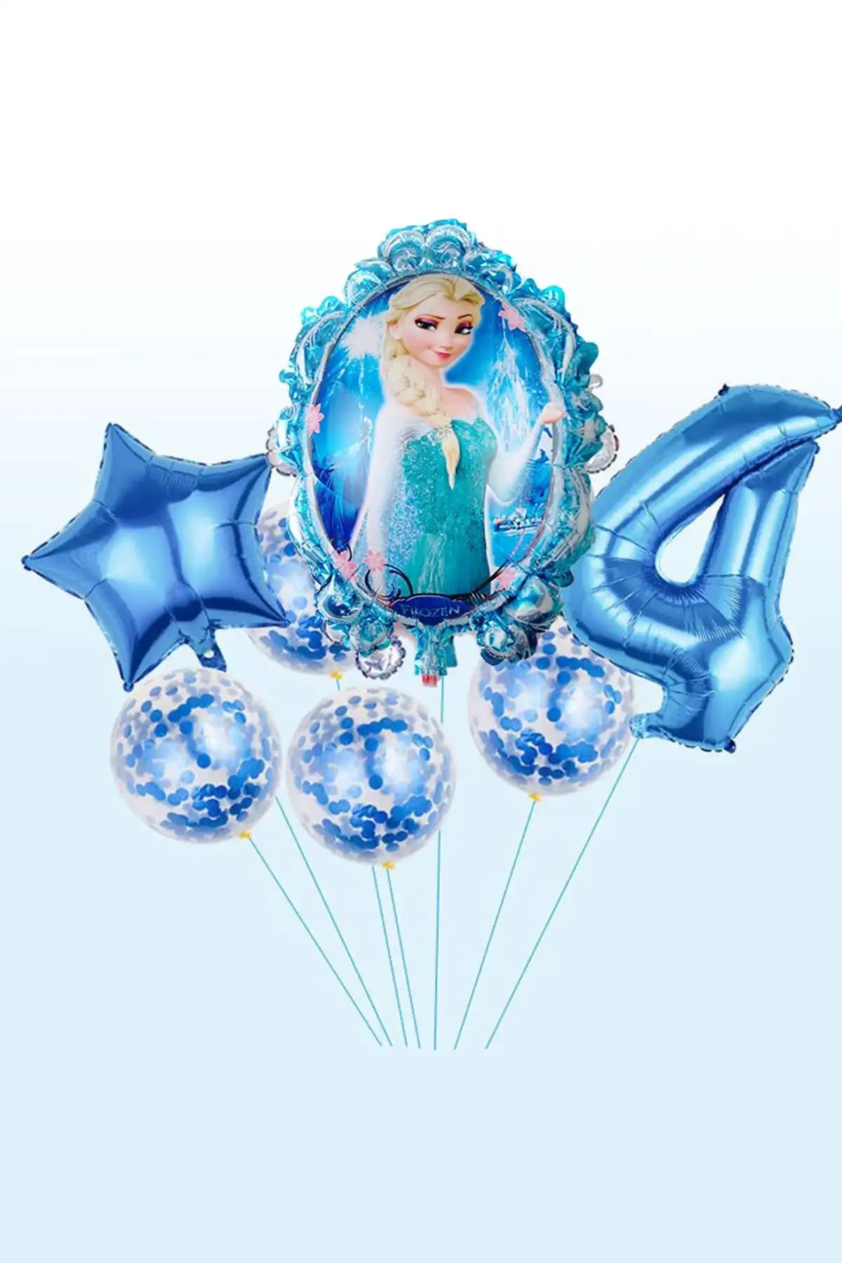 Elsa Temalı Mavi Rakamlı Balon Seti ile Partilerinizi Büyülü Hale Getirin