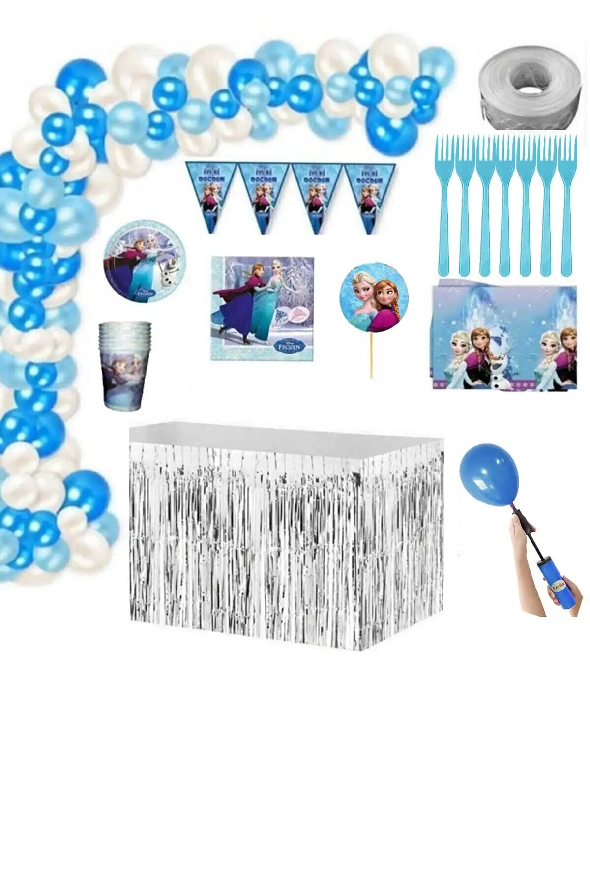 Frozen ve Elsa Temalı Doğum Günü Parti Seti Renkli ve Eğlenceli Kutlama İçin