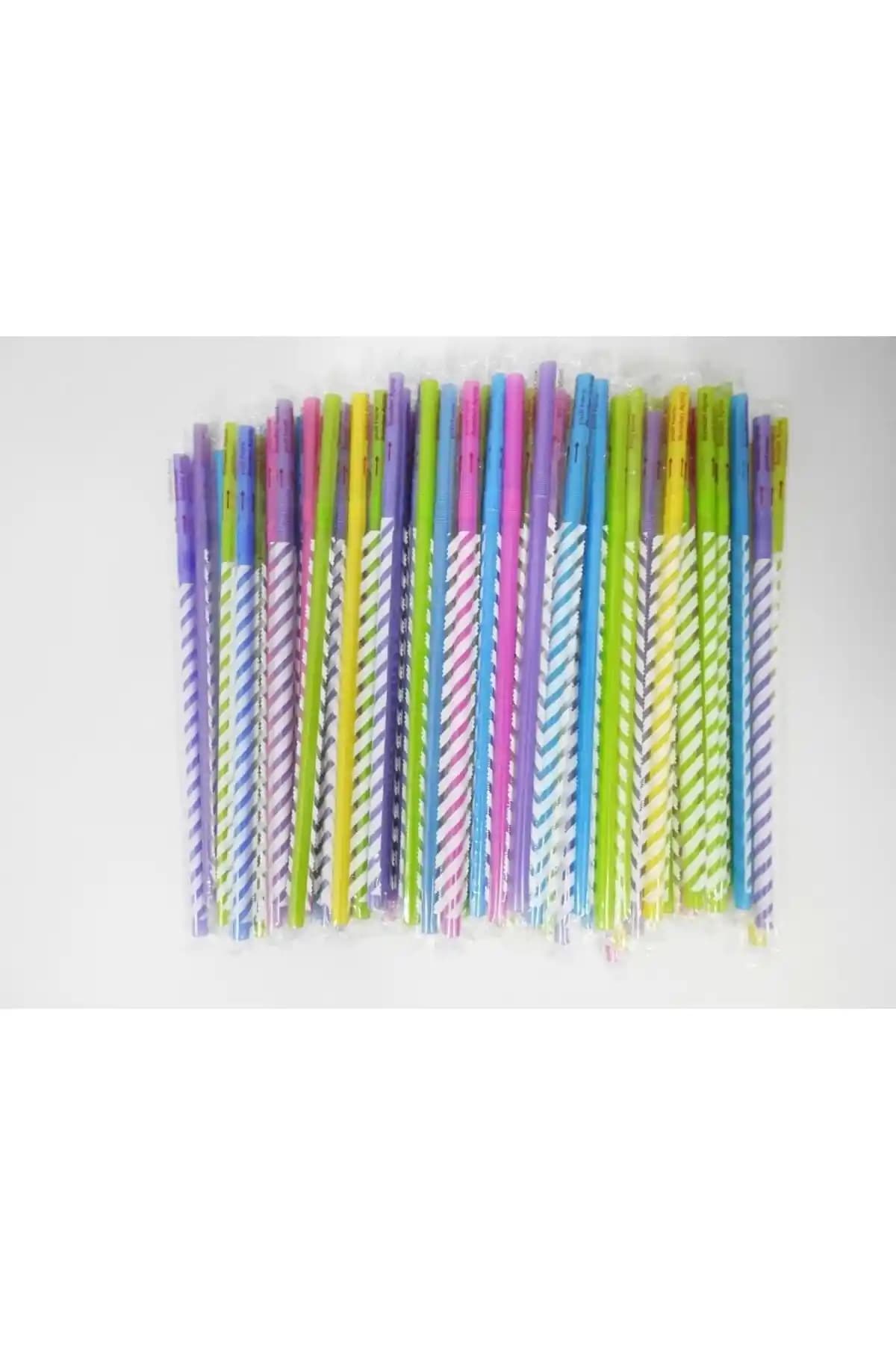 Genel Markalar Jelatin Sargılı Körüklü Renkli Pipetler 50 Adet Çok Renkli ve Dayanıklı Tasarım