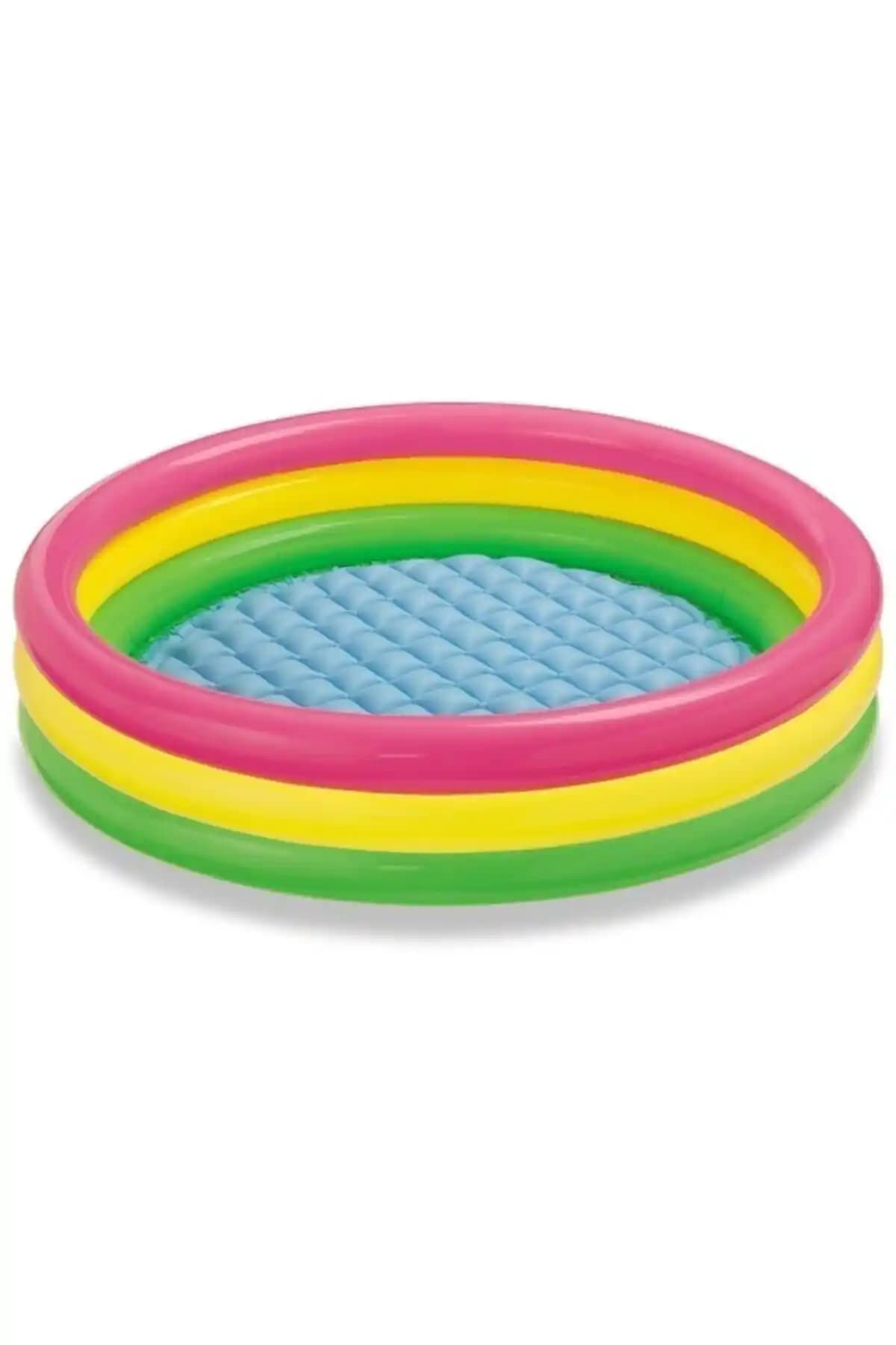 Intex Sunset Şişme Tabanlı 3 Boğumlu Renkli Yaz Havuzu Geniş ve Güvenli Kullanım