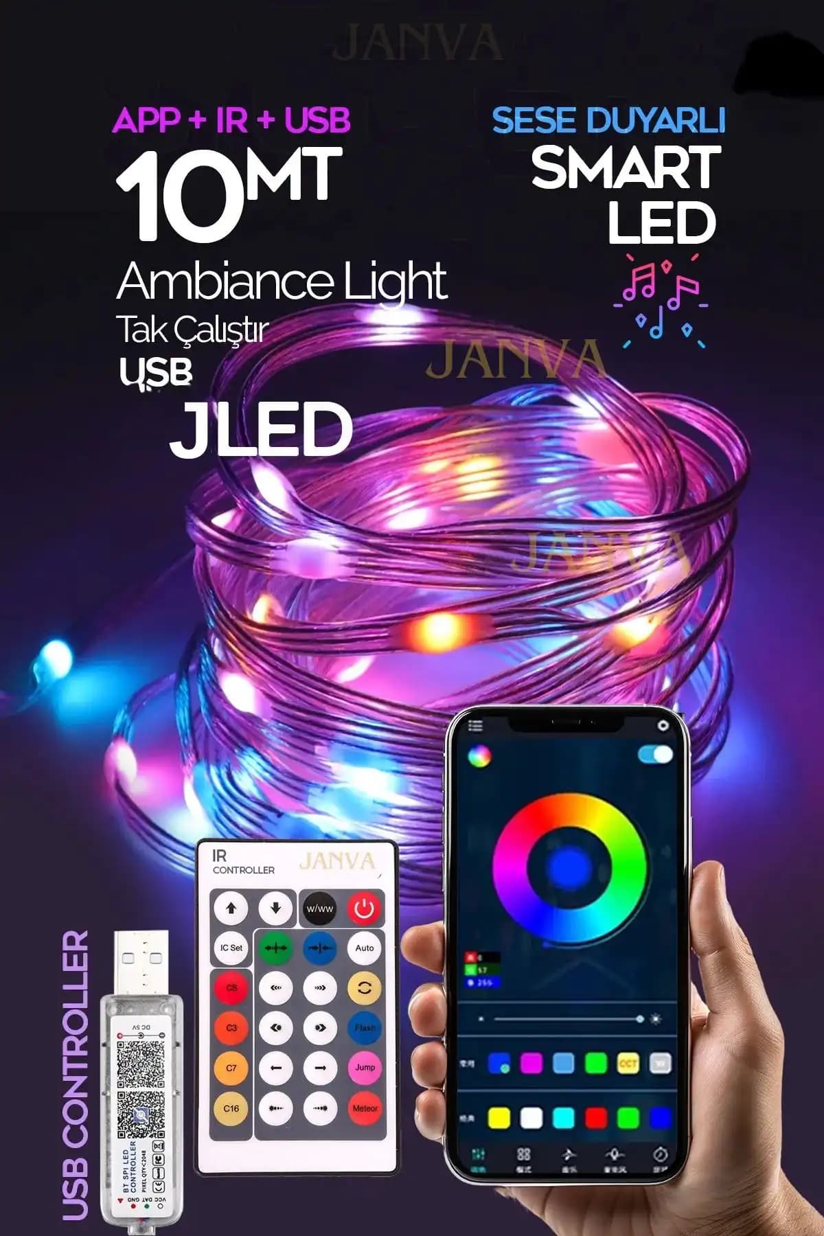 Janva Bluetooth Kontrollü 10 Metre RGB LED Şerit ile Modern Dekorasyon Çözümleri