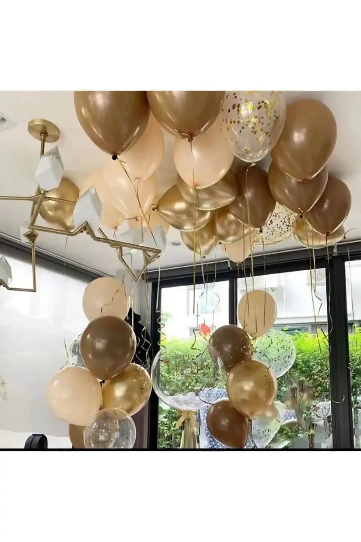 Krom Altın ve Kahverengi Renkli Balonlar ile Şık Kutlamalar İçin 20'li Set