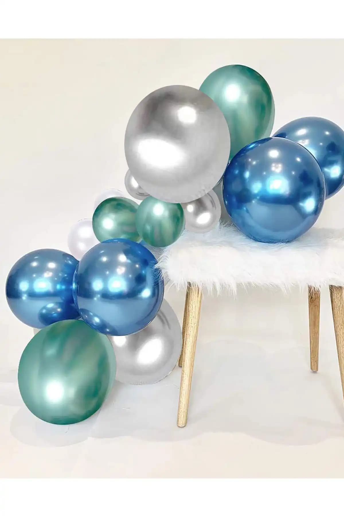 Krom Parlak Metalik Renkli 15'li Balon Seti Çocuk ve Özel Günler İçin Uygun
