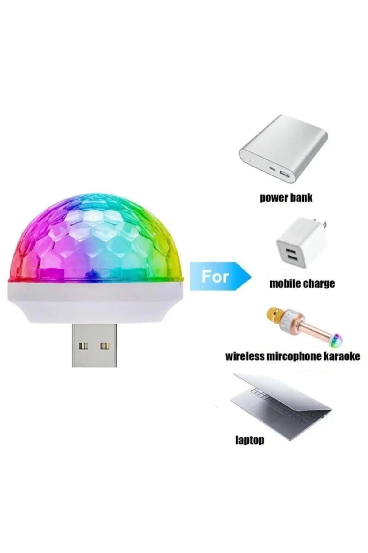 Mini Disko Topu USB ile Çalışan Sese Duyarlı Işık Efektleriyle Atmosfer Yaratır