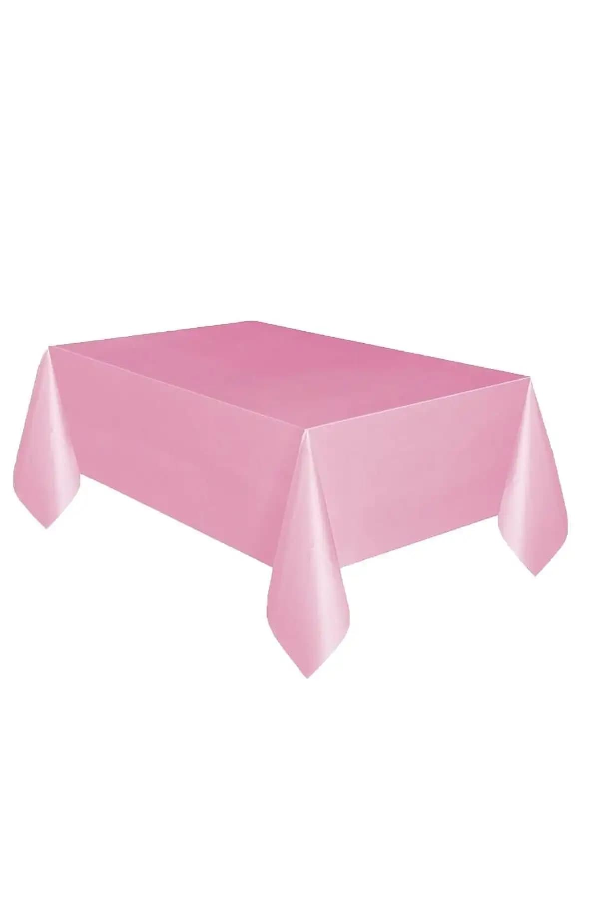 Pembe Renkli 120x180 Cm Tek Kullanımlık Plastik Masa Örtüsü Doğum Günü ve Organizasyonlar için