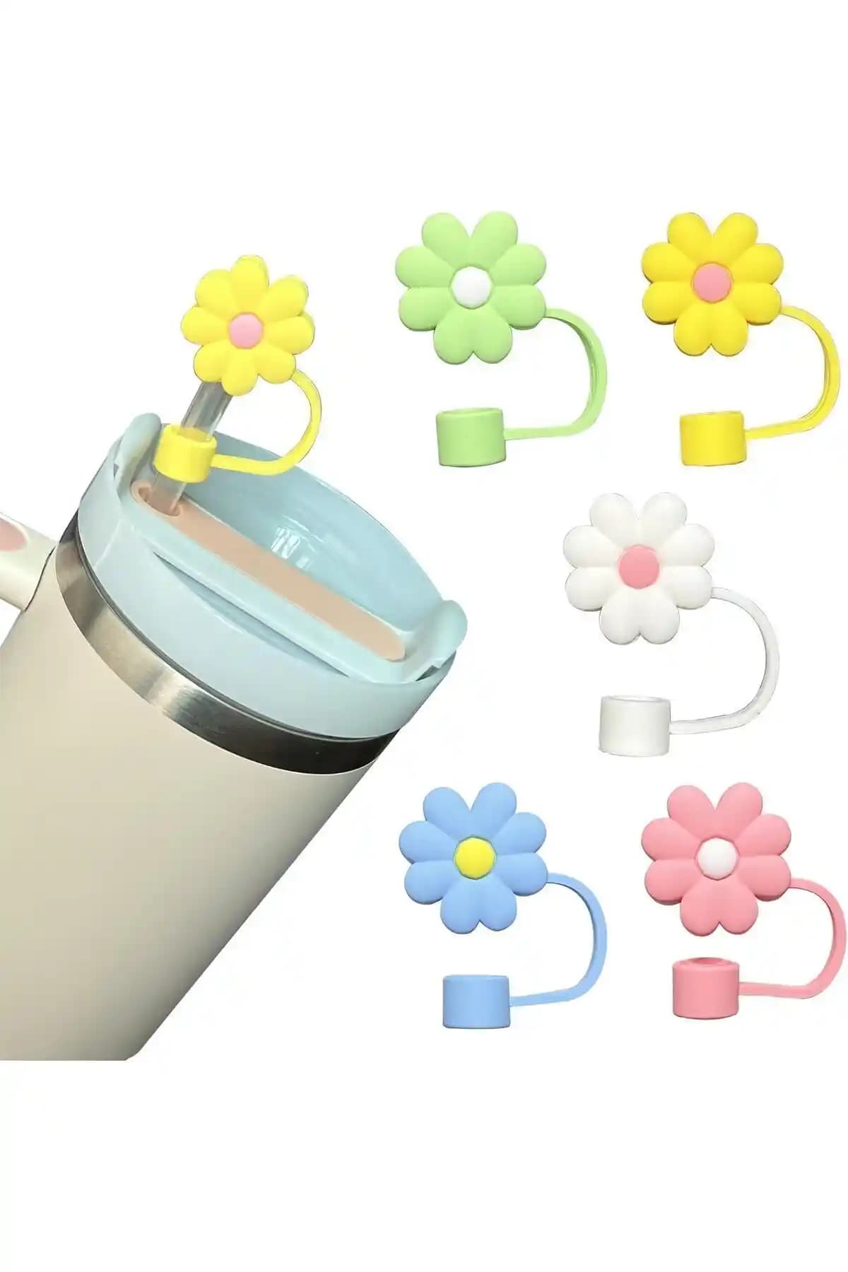 Stanley termoslar ve kupalar için silikon pipet tıpası kapakları 5'li set