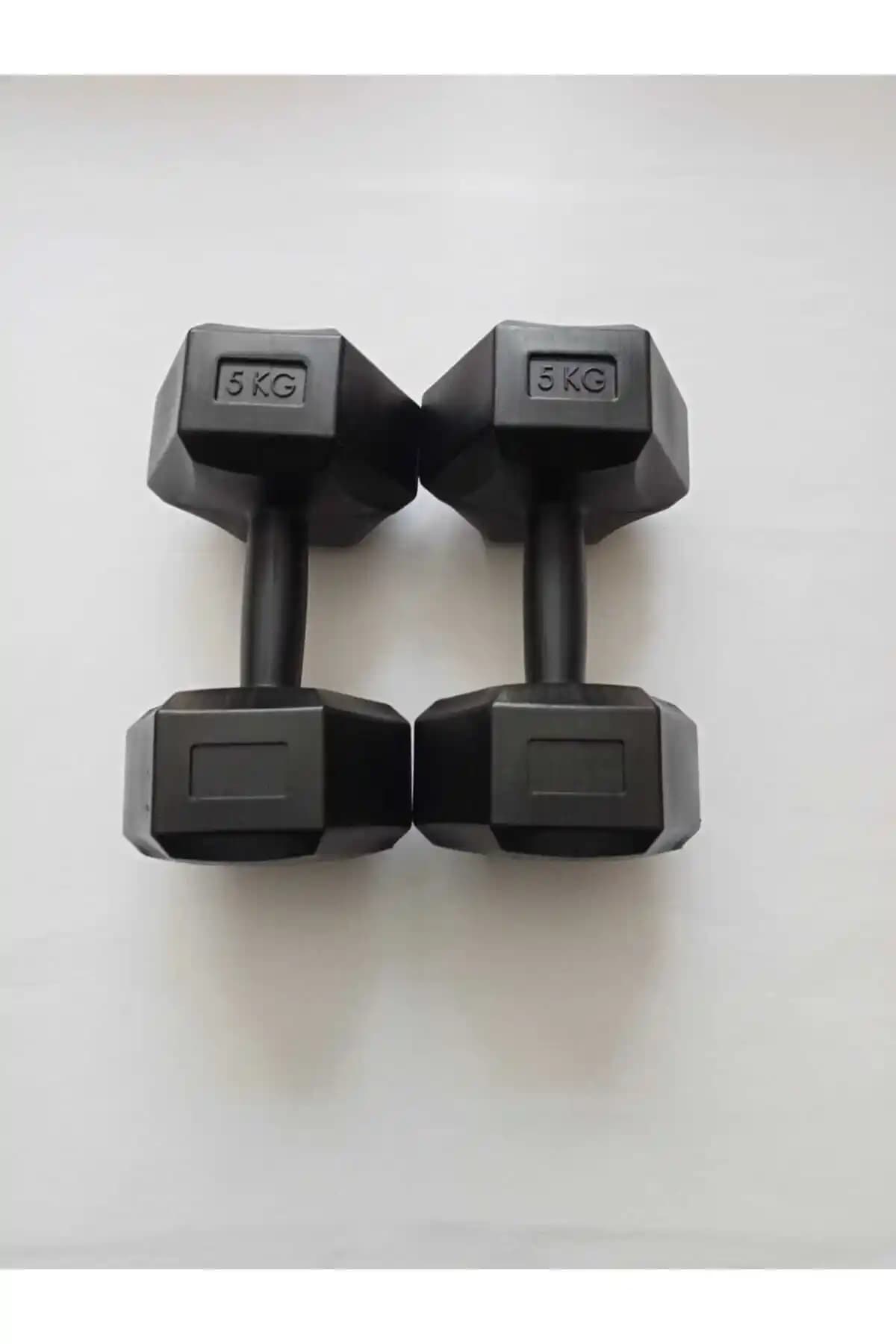 TRİTEX 5kg x 2 Köşeli Vinyl Kaplı Siyah Dambıl Seti ile Çok Yönlü Egzersiz İmkanı