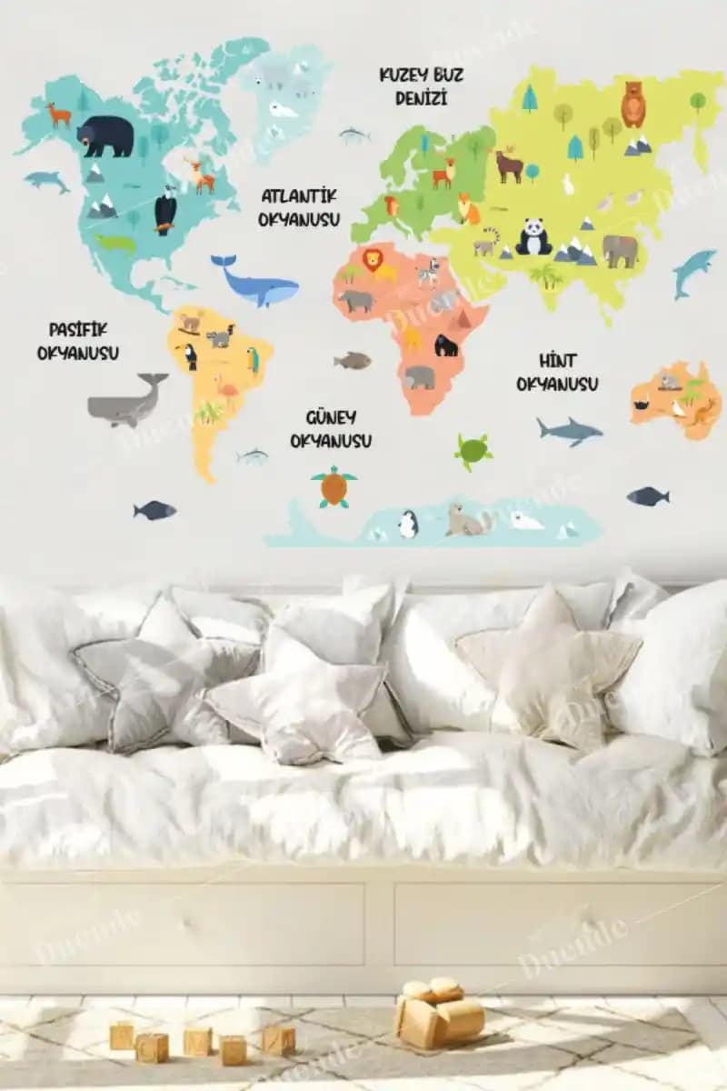 Çocuk Odası Dekorasyonunda Dünya Haritası Temasıyla Eğlenceli ve Eğitici Ortam Yaratma Rehberi