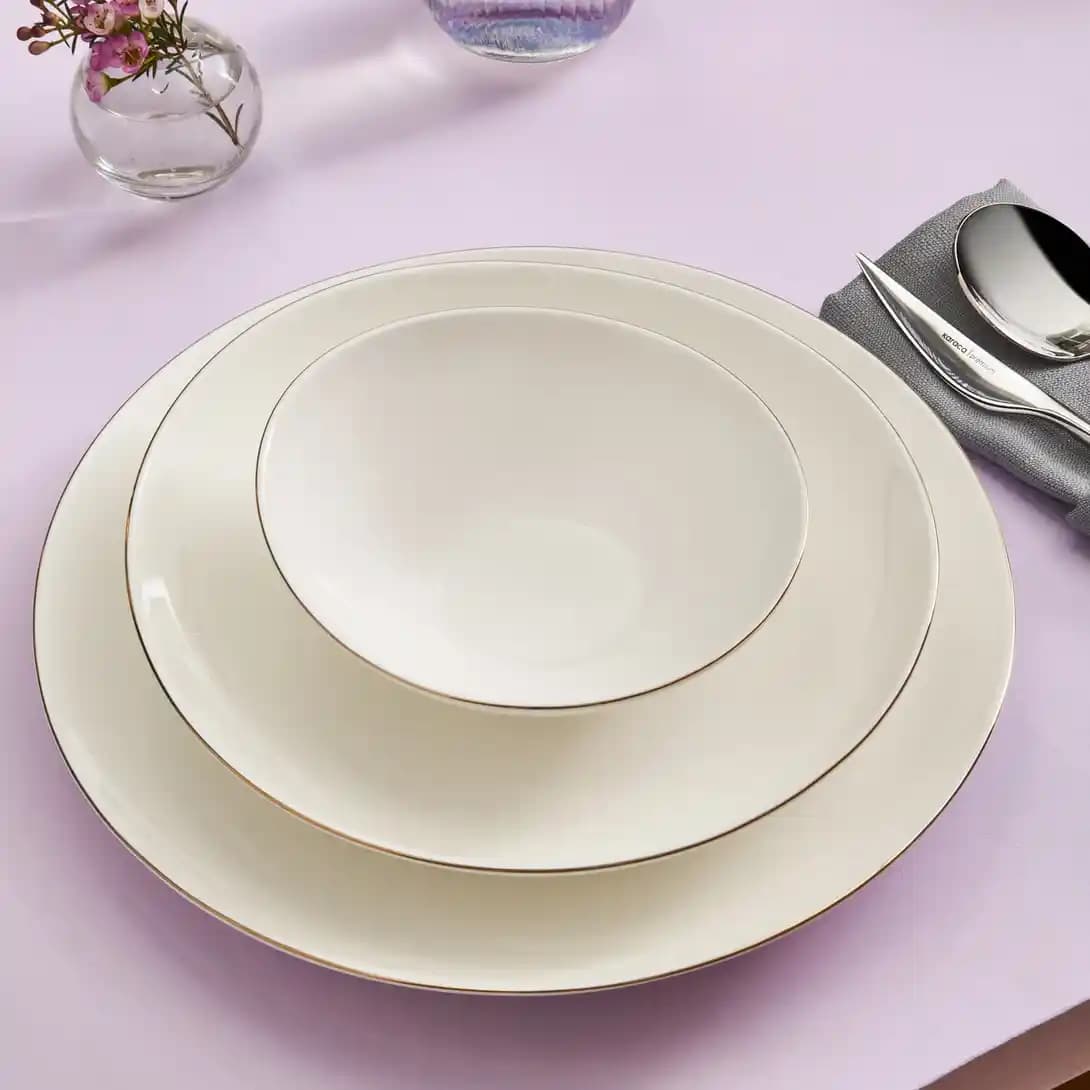Karaca Fine Pearl 12 Kişilik Yemek Takımı Şıklık ve Dayanıklılığı Bir Arada Sunar