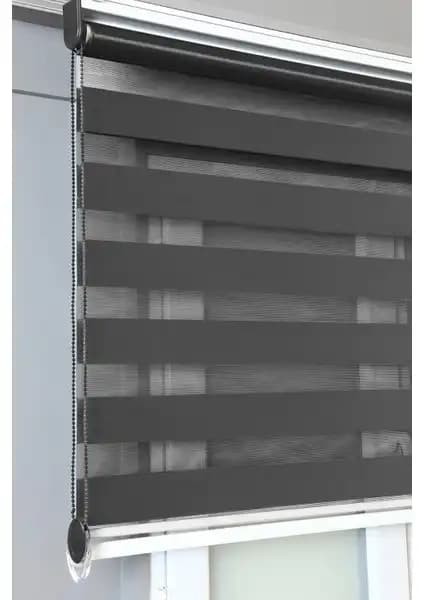 Bizden Perde Siyah Pileli Zebra ve Brillant Antrasit Düz Zebra Güneşlik Stor Perde Karşılaştırması 2
