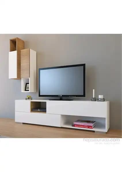 Decorotika Sunny ve Tanmob Mega 180 Lik Kapaklı Raflı TV Ünitesi Karşılaştırması 1