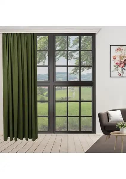 Demor Home Kadife Dokulu ve Perhal Yeşil Renk Fon Perdeleri Karşılaştırması 2