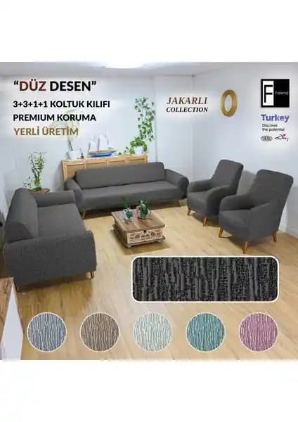 Faiend Jakarlı Düz Desen Esnek Kanepe Kılıfı ve Sehra Desen Koltuk Kılıfı Karşılaştırması