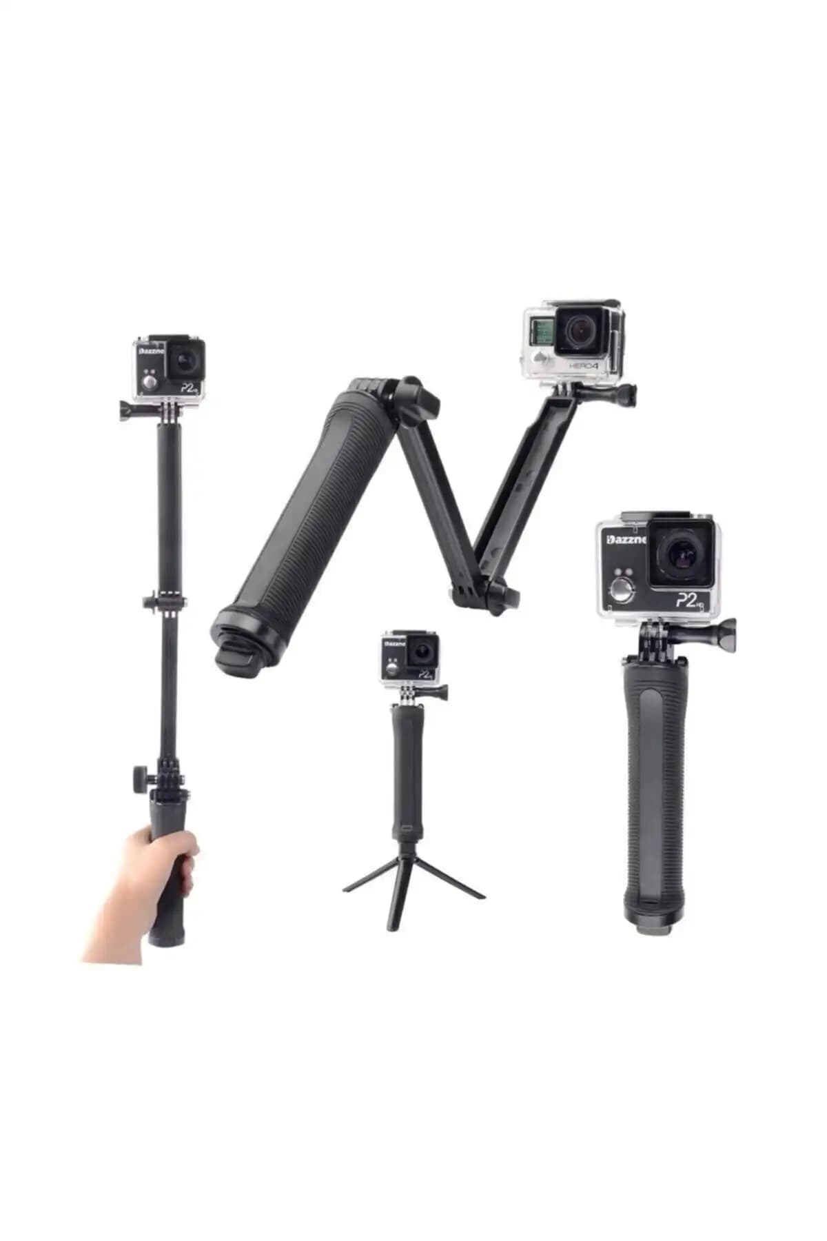 BUM Gopro ve Aksiyon Kameraları İçin Çok Fonksiyonlu 3 Yönlü Monopod Tripod