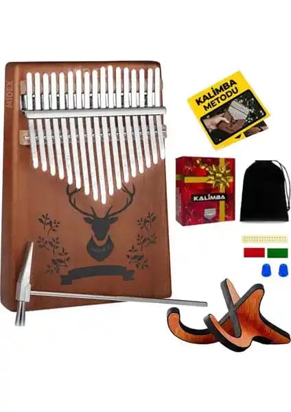 Midex KLX-456-PAK Hakiki Ağaç Geyik Desenli Kalimba ile Doğal ve Güzel Sesler