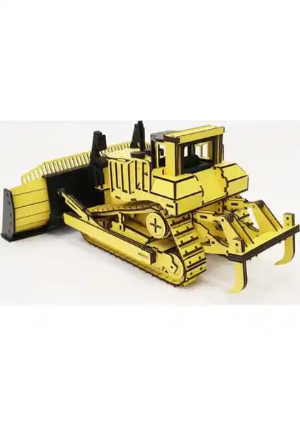 3D Ahşap Dozer Modeli Puzzle Seti - Eğitici ve Detaylı Tasarım