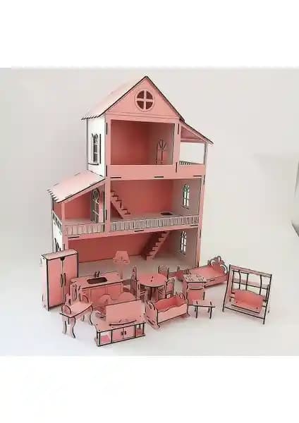 BAAÇ Ahşap Oyun Evi 60 cm Işıklı ve Kişiselleştirilebilir Güvenli Çocuk Oyun Alanı