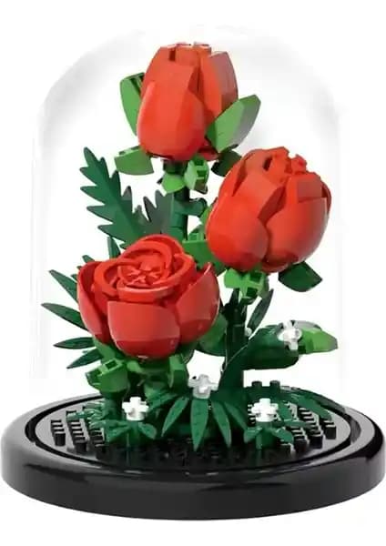 Corney Design Kırmızı Güller Fanuslu Kendin Yap Dekoratif Seti Yaratıcı ve Kalıcı Hediye Alternatifi