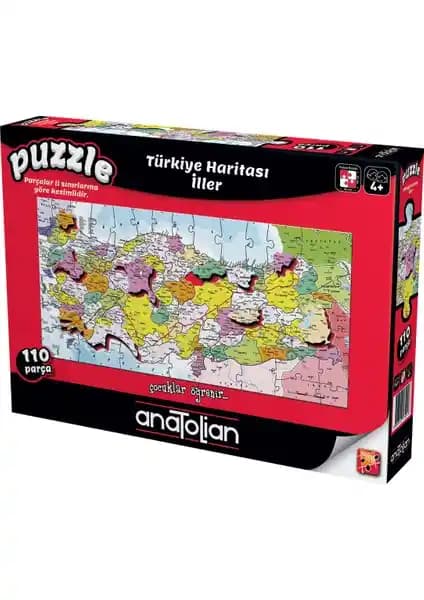 Türkiye Haritası İllerini Öğrenmeye Yönelik 110 Parçalık Eğitici Puzzle