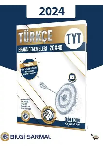 Bilgi Sarmal Yayınları 2024 TYT Türkçe 20 x 40 Branş Denemeleri Sınava Hazırlık Kaynağı