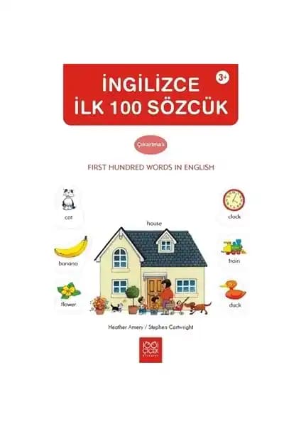 İngilizce İlk 100 Kelime Öğreten Çocuklar İçin Çiçek Kitaplar ve Çıkartmalar