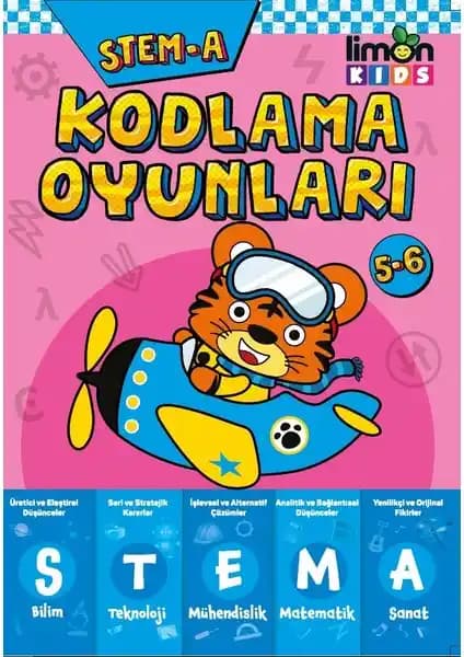 Limonkids STEM-A Kodlama Oyunları 5-6 Yaş Çocuklar İçin Eğitici ve Geliştirici Kitap