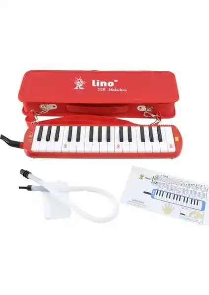Lino Melodika 32 Tuşlu Çantalı Kırmızı Müzik Aleti Profesyonel ve Başlangıç Seviyesi Kullanıcılar İçin