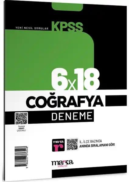 Marka Yayınları 2025 KPSS Coğrafya 6x18 Deneme Tamamı Video Çözümlü Sınava Hazırlık Kaynağı
