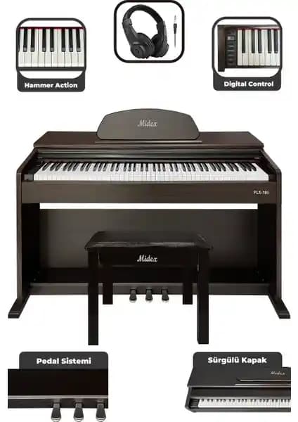 Midex PLX-190SR Gül Ağacı Dijital Piyano: Şık Tasarım ve Üstün Ses Kalitesi