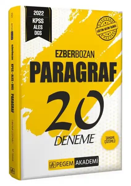 Pegem Akademi 2022 KPSS ALES DGS Paragraf 20 Deneme Sınava Hazırlık Kaynağı