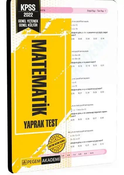 Pegem Akademi 2022 KPSS Genel Yetenek ve Genel Kültür Matematik Yaprak Testi İncelemesi