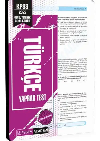 Pegem Akademi 2022 KPSS Türkçe Yaprak Testi Detaylı Analizi ve Kullanım İpuçları