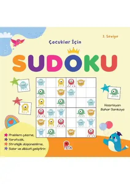 Peta Kitap Çocuklar İçin Sudoku 3. Seviye - Bilişsel ve Dikkat Geliştirici Eğitici Kitap